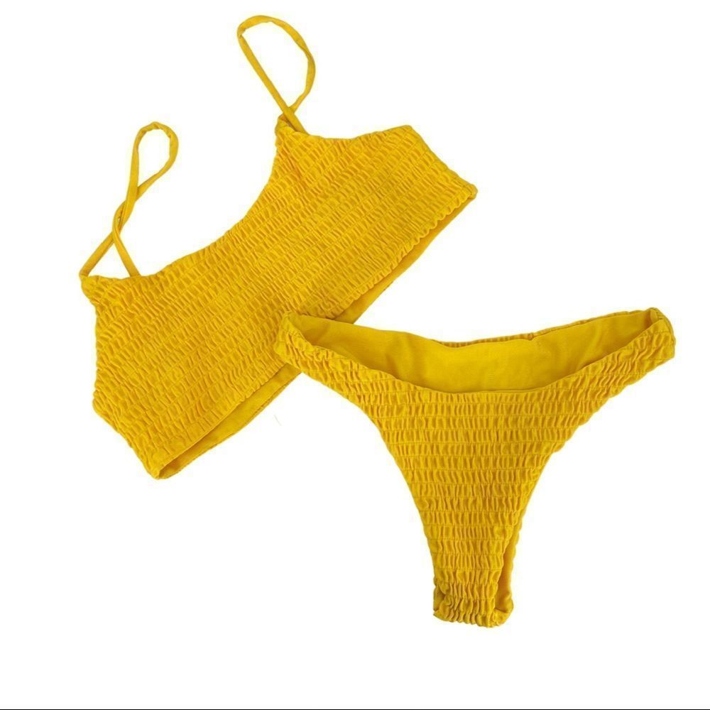 Yellow Waffle Stretch Bikini Set